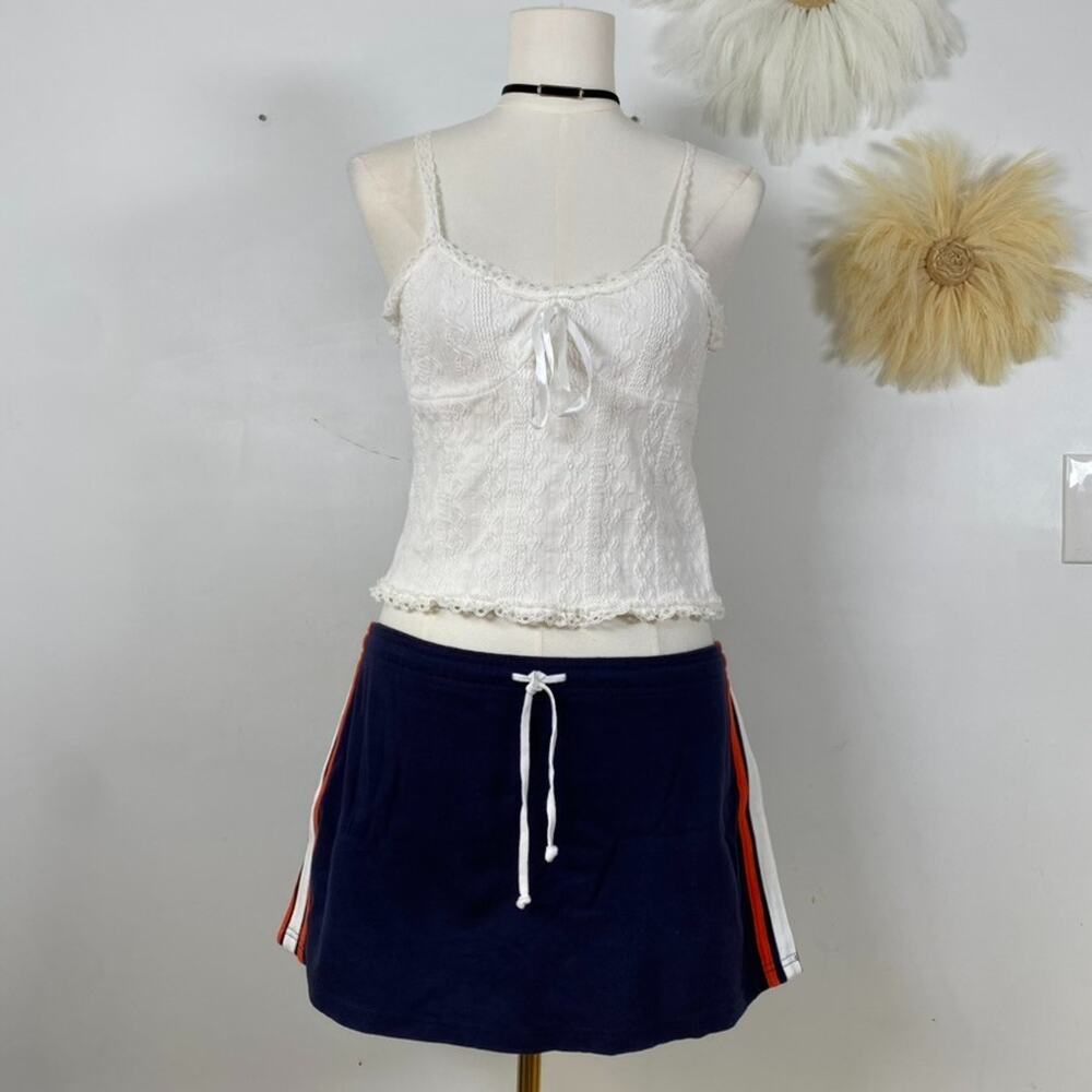 VTG One Step Up Womens Preppy Skort Mini Skirt Size M Cotton Y2K Track Stripe‎